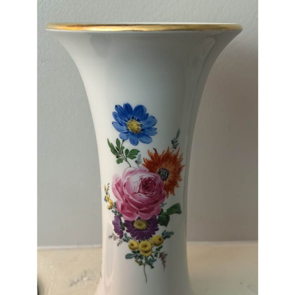 Meissen German Antique Hand Painted Porcelain Vase Botanical